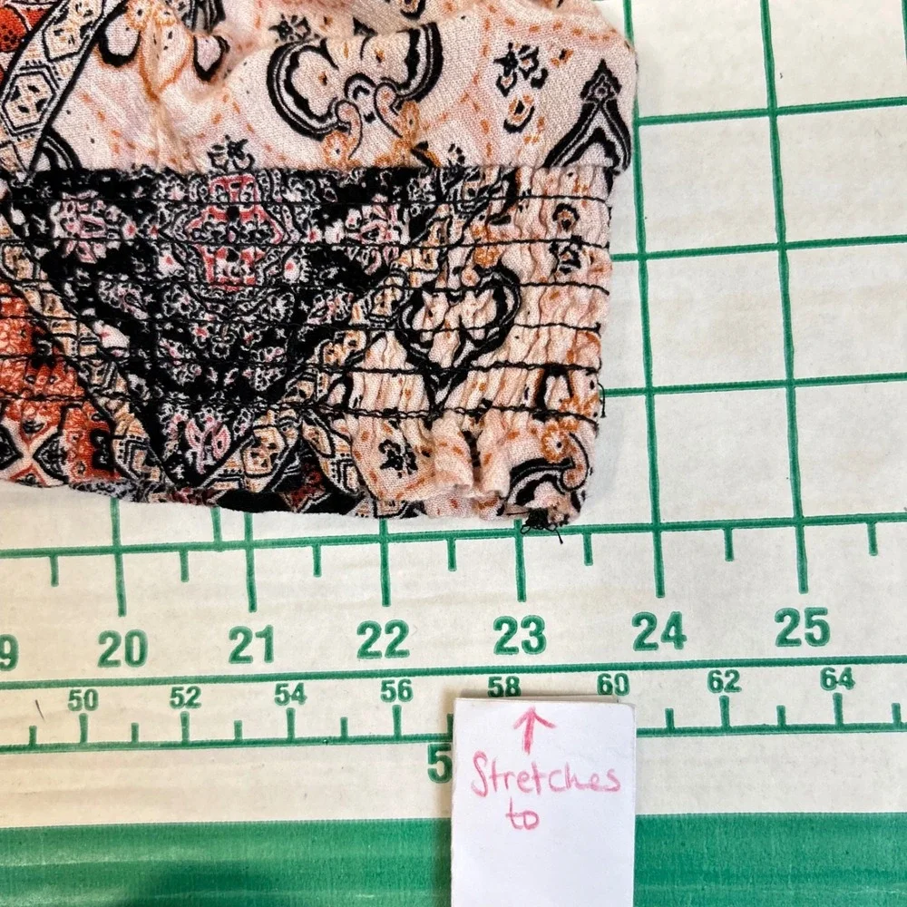 Indigo Rose Size L Skirt‎ Pink Black Patchwork Floral Paisley Midi Boho Cottage